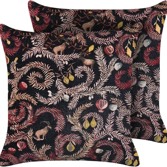 Beliani RICINUS - Sierkussen set van 2 - Zwart - 45 x 45 cm - Fluweel
