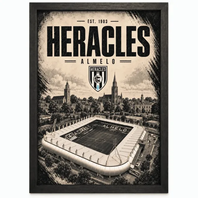 Joshimo Heracles Almelo Poster | Stadion en Stad | Inclusief Zwarte A4 Lijst