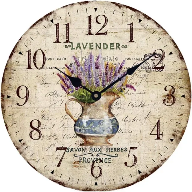 longziming Vintage Wanduhr - Shabby Chic - 30 Cm Lautloos Quartzuurwerk - 1 Stuk - Voor Woonkamer Slaapkamer - Hellbruin