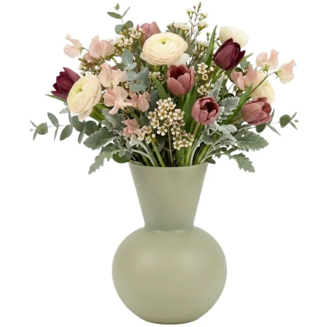 Floran Design bloemenvaas Gaya - kaky/beige - mat glas - 21 x 30 cm - glazen vazen