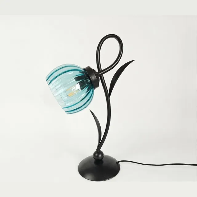 Coloured by Art Lovely Tafellamp Calabash Blue Ballet Moonlight - Art Deco Trade Zwart