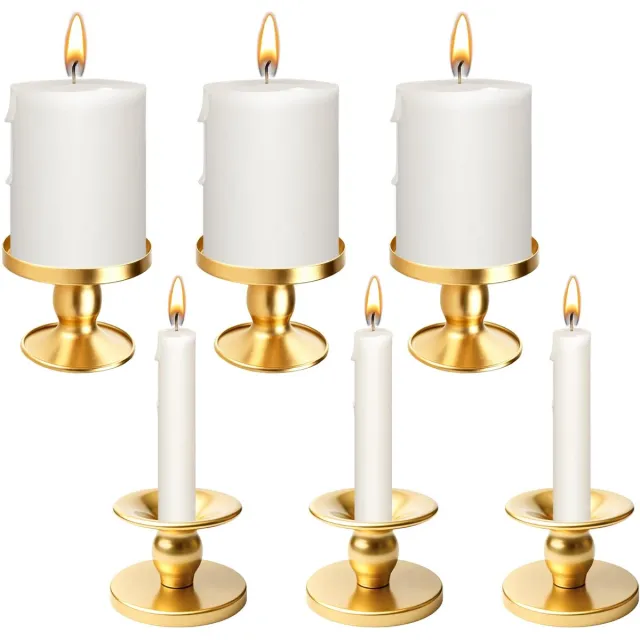Unyqoos Set van zes gouden kandelaars voor sfeervolle decoratie en verlichting