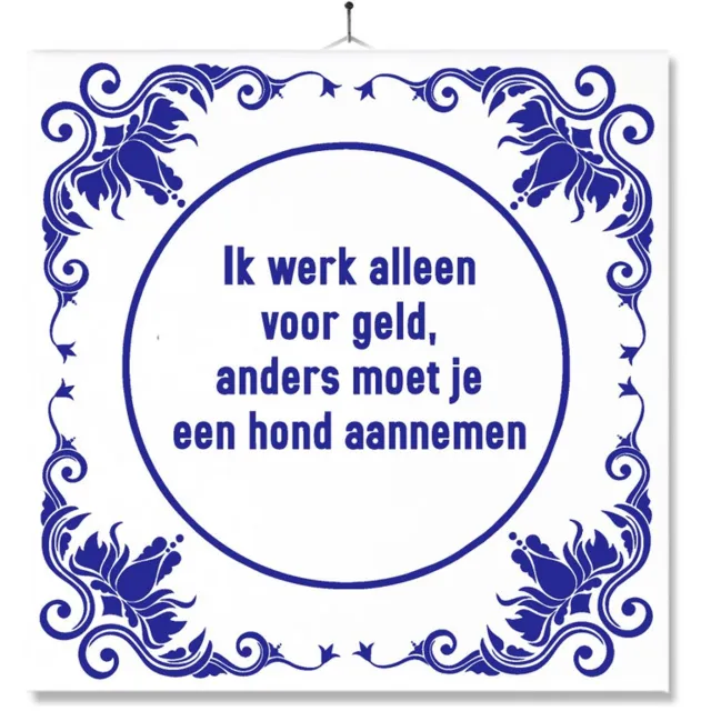 MC Living Tegel Met Opdruk | Grappig | Humor | Verjaardag kado | Toilet WC | Ik werk alleen voor geld Multi-Color