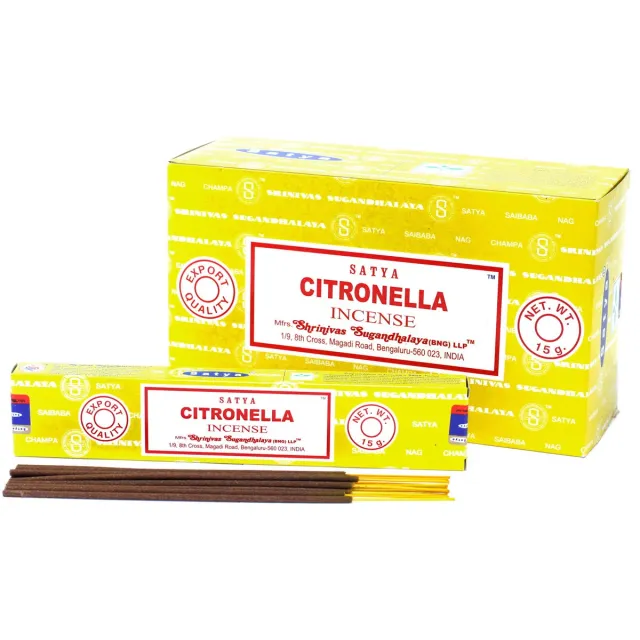 Ancient Wisdom Satya - citronella - wierook - wierookstokjes - doos 12 pakjes van 15 gram