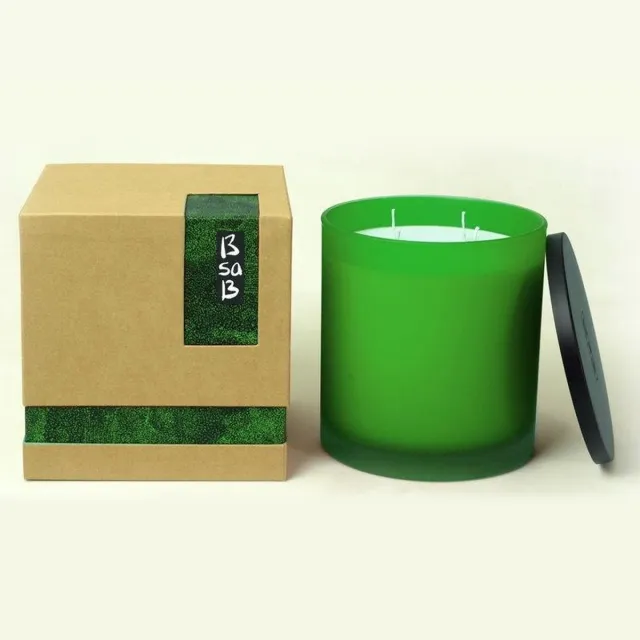 BsaB FT 513717 Candle Large Frosted Glass Gre Groen