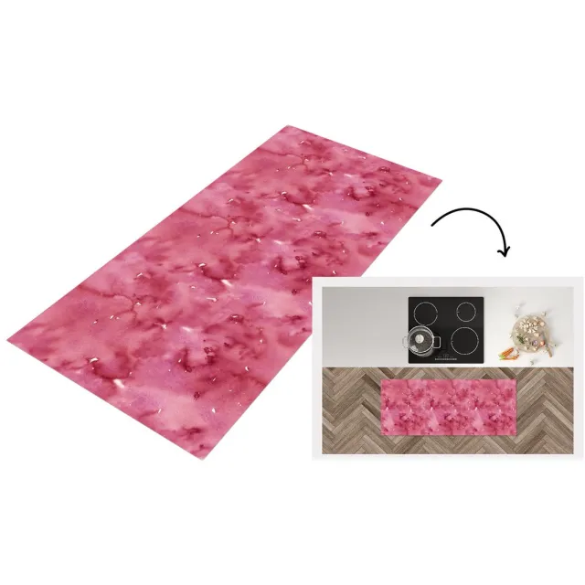 KitchenYeah Keukenloper - Loper keuken - Patroon - Waterverf - Roze - Keukenloper vinyl