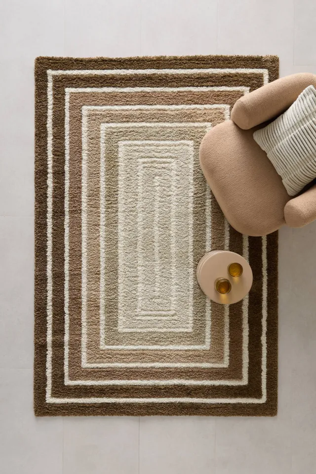 NOUS Living vloerkleed bruin crème, foto 2