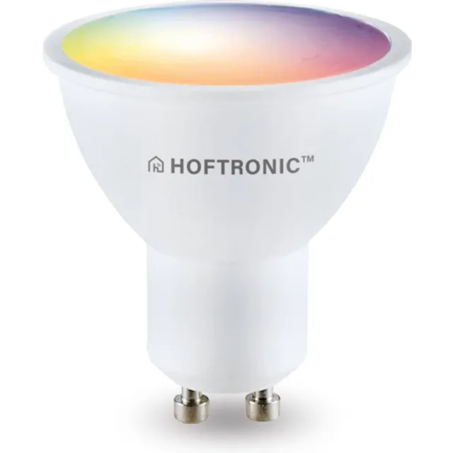 HOFTRONIC SMART GU10 smart lamp - LED - Besturing via app - WiFi - Bluetooth - Dimbaar - Slimme verlichting - 38° - 5.5 Watt - 345 lumen - 230V - 2700-6000K - RGBWW - 16.5 miljoen kleuren - Smart spotje - Compatibel met alle smart assistenten