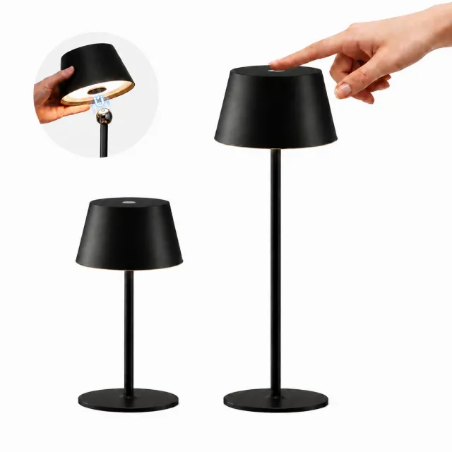 Aigostar Bureaulamp LED Dimbaar - 3 lichtkleuren - IP44 - Magnetische lampkop - Oplaadbare Tafellamp - in hoogte verstelbaar - 5W Zwart