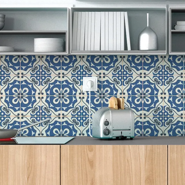 Ambiance Sticker Zelfklevende tegelmuurstickers voor keuken en badkamer - 24 Azulejos Fosca tegelstickers - 24 stickers 10x10cm Multi color