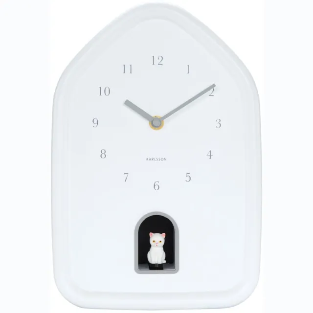 Karlsson Wandklok Modern Kitty - Wit - 29.1x20x29.1cm - Wandklok Modern