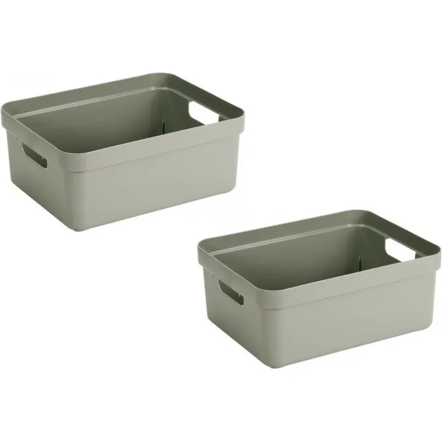 Sunware Opbergbox Sigma - 8x - kunststof - groen - 24 liter - Opbergbakken/opbergers - 45 x 35 x 18 cm