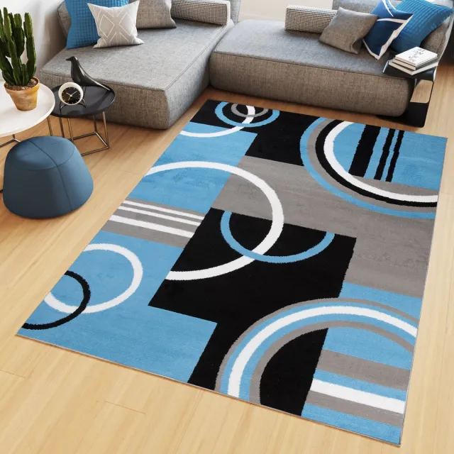 Tapiso Maya Vloerkleed Blauw Woonkamer Laagpolig Tapijt Maat- 80x150, foto 3