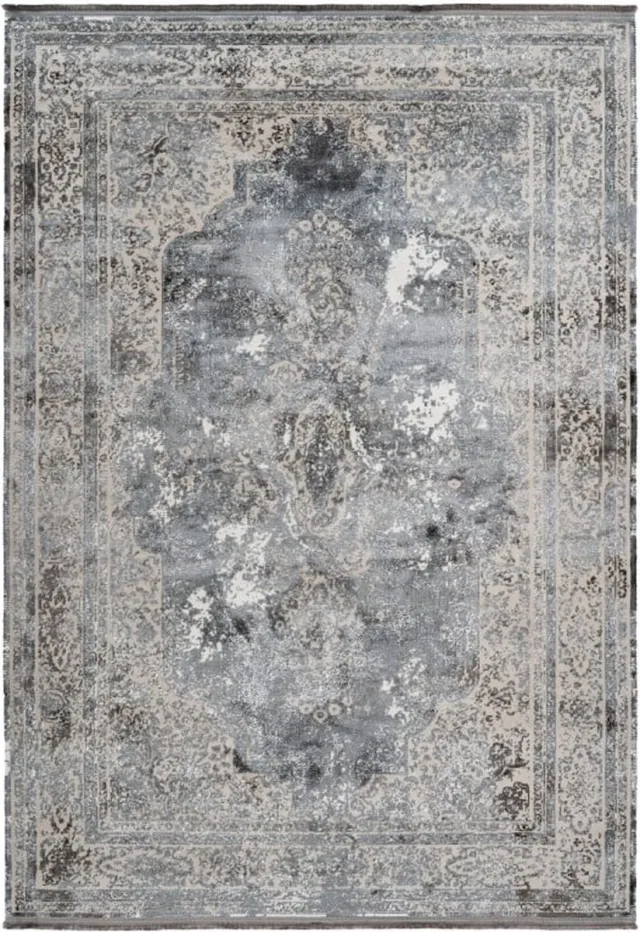 Muratap Luxury Picasso Elysee Laagpolig Velvet Vloerkleed Zilver