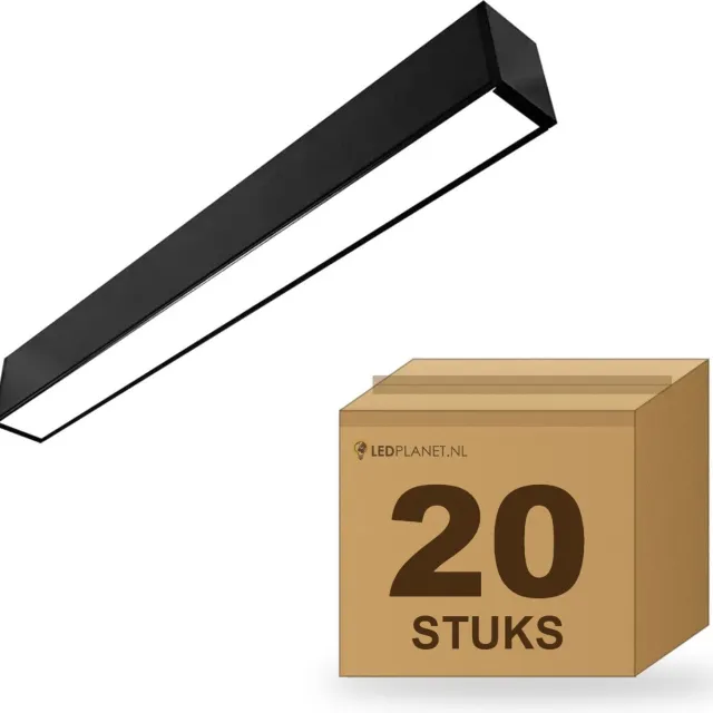 Tsong LED Lichtbalk Hangend 120 cm - 20 stuks - 4.320lm 36W - Koelwit 4000K - Zwart - Koppelbaar - Incl. ophangset 1 m - 230V