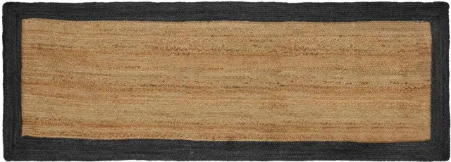 vidaXL Gebied - Tapijt - Donkergrijs - en - natuurlijk - 80 - x - 250 - cm - Jute Donkergrijs en Natuurlijk