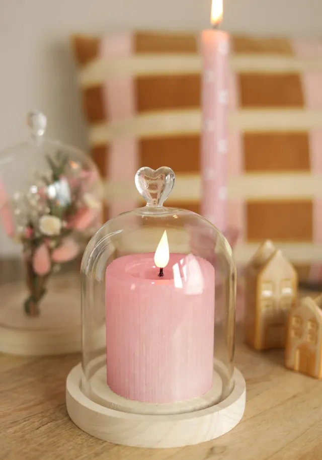 PacklinQ LED Pillar kaars Ø7 h. 7,5cm roze (1 st) Pink