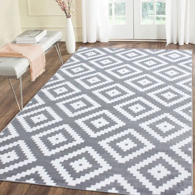 flycarpets Marlon Vloerkleed Boho - Laagpolig - Grijs / Wit - 280x370 cm