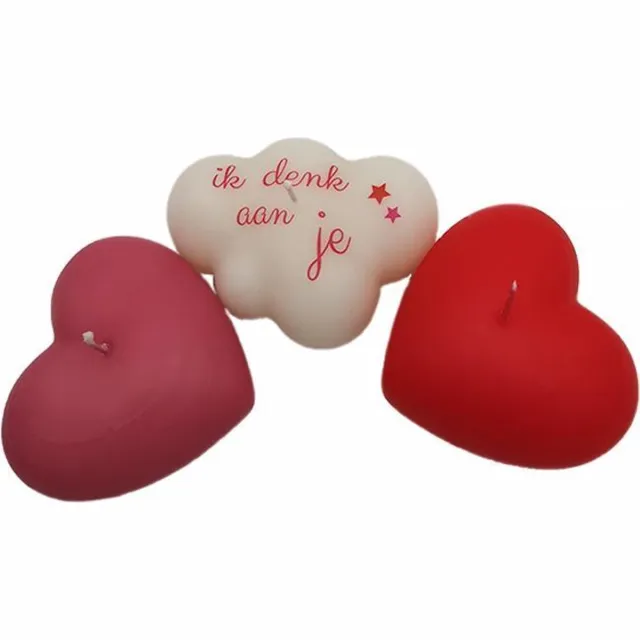 Van Licht Drijfkaarsjes, Drijfkaarsen Hartjes en Wolk, set van 3 stuks wit/rood/roos