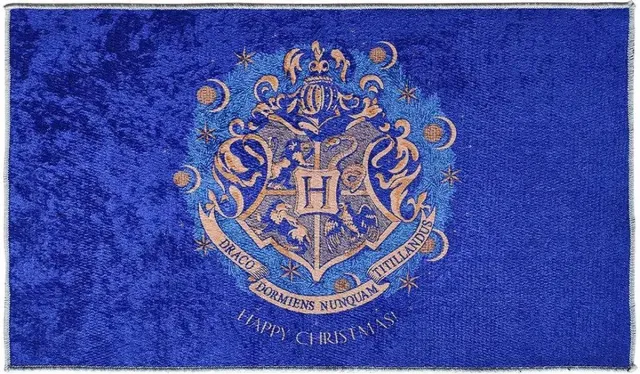Sihir Dükkani Wizarding World - Harry Potter - Deurmat - Zweinstein Kerstlogo 45x75cm Blauw