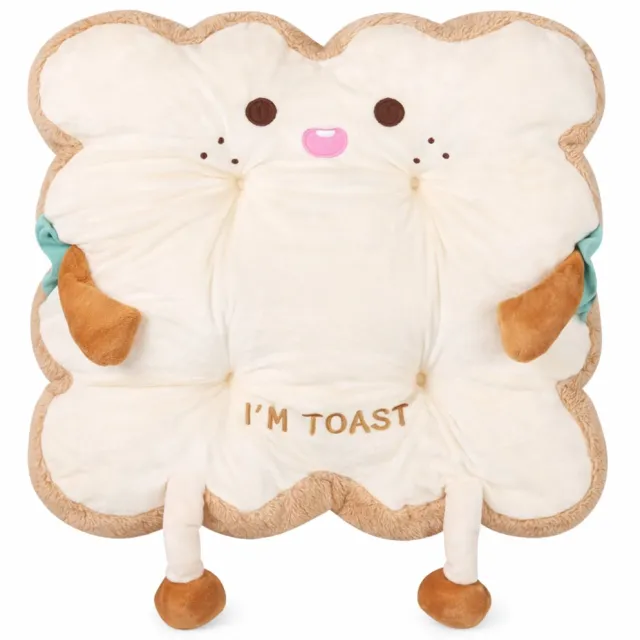 Kahil Toast Pluche Kussen - Zacht 35x35cm Sierkussen - Kawaii Decoratie Grappig Cadeau Slaapkamer Vrolijk