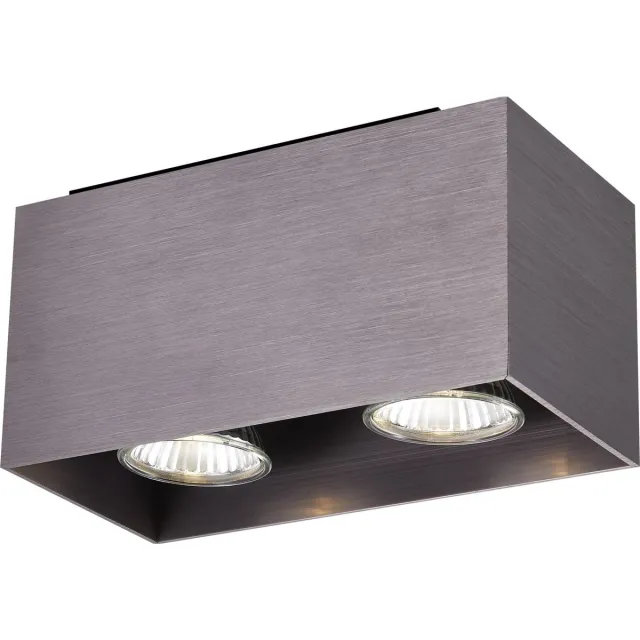 Fantasia KUBO Metallic grijs Geborsteld 2x 5W LED GU10 dimbaar incl. Grijs metallic