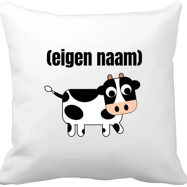 Akyol kleine koe met eigen naam Kussen hoes - Koe - boeren/koeien liefhebbers - iemand die houdt van koeien - verjaardag - cadeau - kado - 40 bij 40 cm multicolor