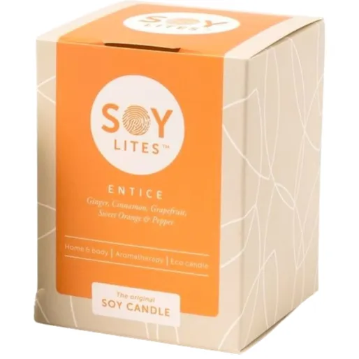 Soylites Soycandle Entice - Ginger, Cinnamon, Grapefruit, Sweet Orange & Pepper gebroken wit