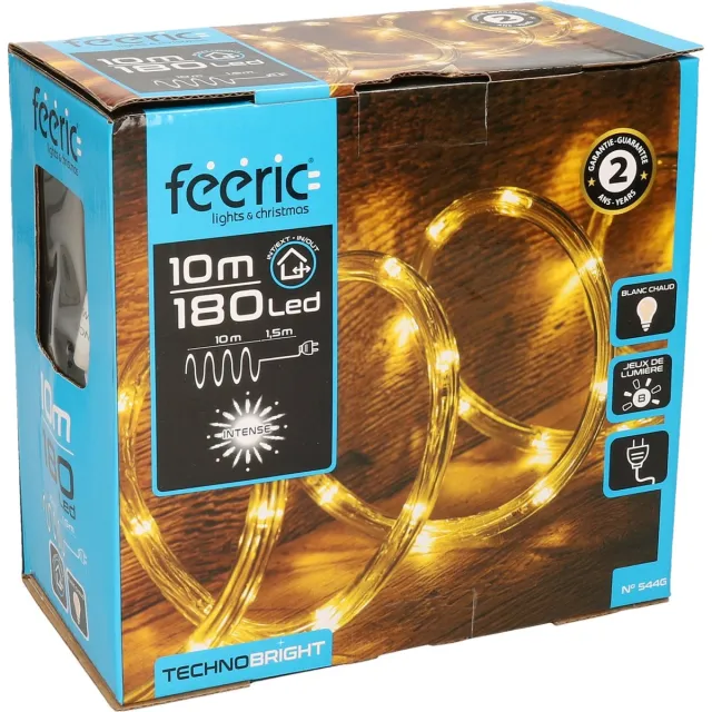 Feeric lights & Christmas Lichtslang - 180 led lampjes - warm wit - 10 m - kerstverlichting