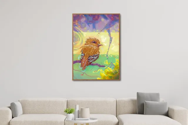 Studio Ignacio Poblet Golden Birds Series – The Golden Guardian #2 – A2 – Fine Art Paper – Giclée Art Print Goud