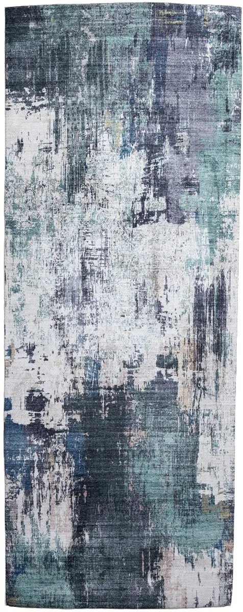 Fraai Wasbare loper - Domingo Grunge Groen/Creme - 80x200cm Crème