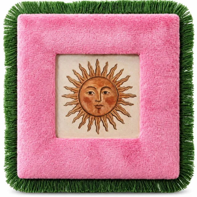 SWGOTA Roze fluwelen fotolijst met kwastjes voor foto van 10 x 10 cm