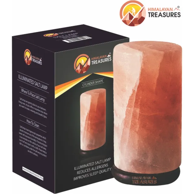 Himalayan Treasures® Himalaya ZOUTLAMP 100% Natuurlijk Zoutsteen Cilinder vorm 2kg tot 3 kg Sfeerlamp met Kabel en GRATIS Lamp! ORANJE