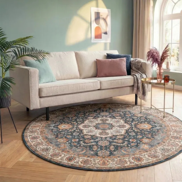 Fraai Rond vintage vloerkleed - Imagine Medaillon Rustiek | Rijk - Ø 120cm Multicolor