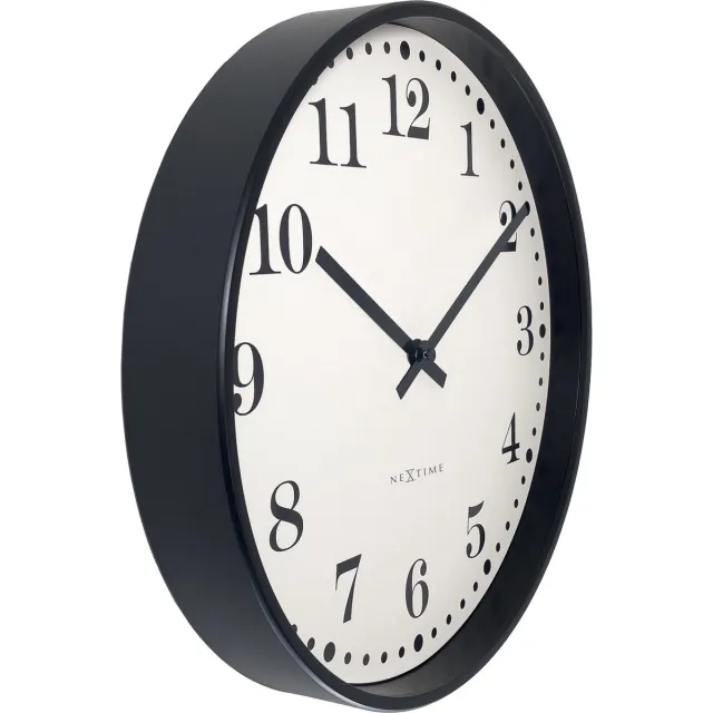 NeXtime Dickens – Wandklok – 30 cm – Plastic – Zwart/Wit – Stil Room