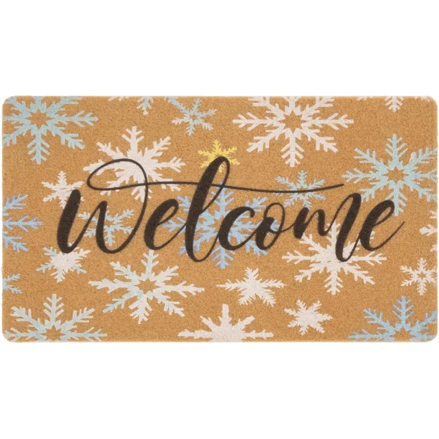 Famanu Kerst deurmat met sneeuwpop, 43 x 73 cm, voor winterdecoratie bij de entree, antislip en duurzaam Transparant