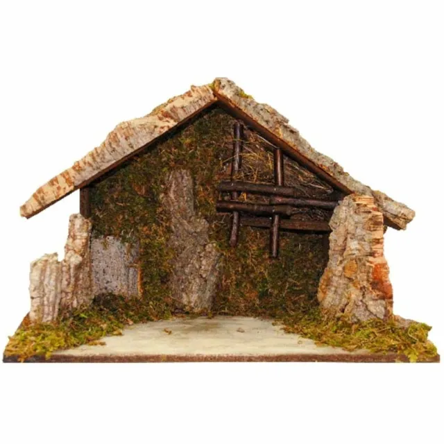 Euromarchi lege kerststal - zonder figuren - L50 x B27 x H32 cm - hout Bruin