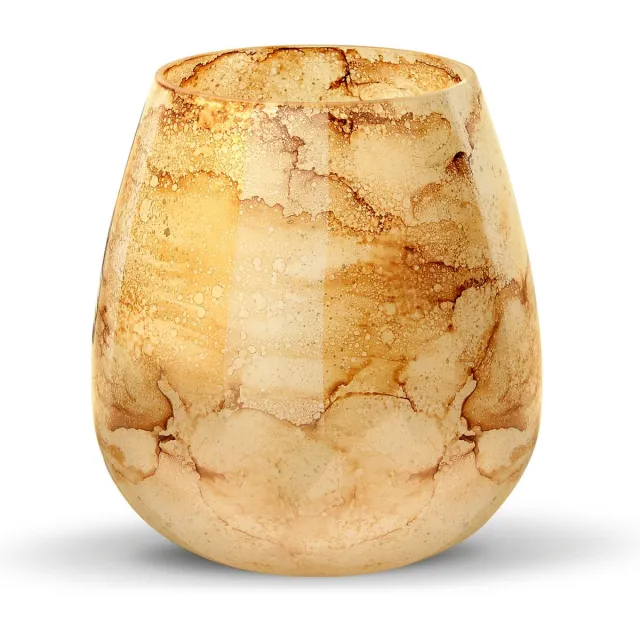 Terroso Vaas Warm Wit, Glas Marmer, Elegante, Hoogte 21 cm