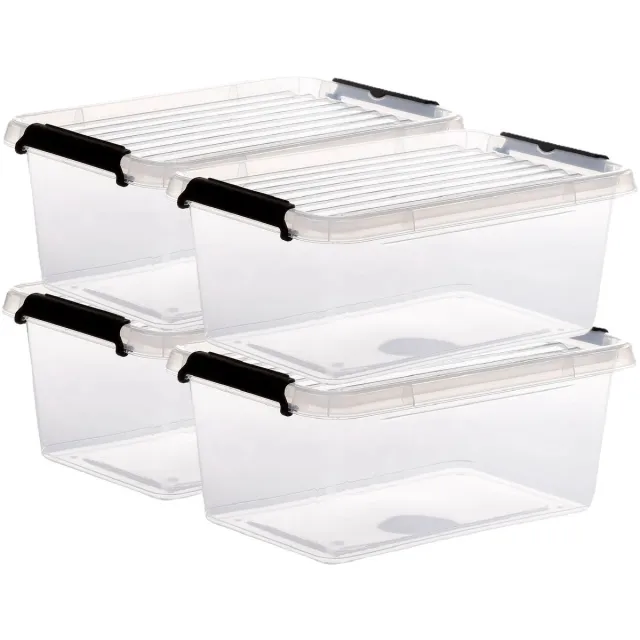 5Five® 5Five opberg kist met deksel - 4,5x - Clip Box - 4,5 liter - 29 x 20 x 12 cm - kunststof - transparant