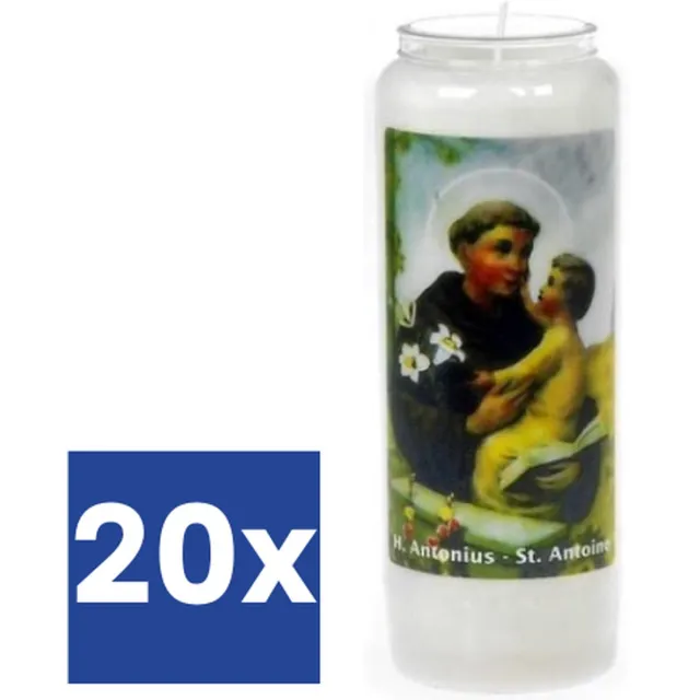 Noveenkaarsen Noveen Heilige Antonius kaars - 9 dagen branders (Voordeelverpakking) - 20 stuks Wit