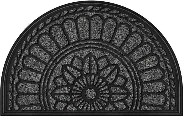 Unyqoos ® Antislip Vuilvangmat met Robuuste Rubberen Coating voor Buiten en Binnen, 45 x 75 cm, Grijs zwart