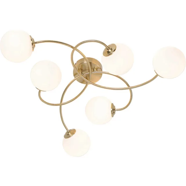 QAZQA athens-opal - Moderne Plafondlamp - 6 lichts - L 52 cm - Goud - Woonkamer | Slaapkamer | Keuken