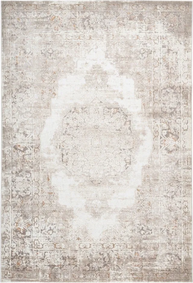flycarpets Paris Vintage Vloerkleed Taupe - Medaillon Motief - Laagpolig - 240x330 cm Beige