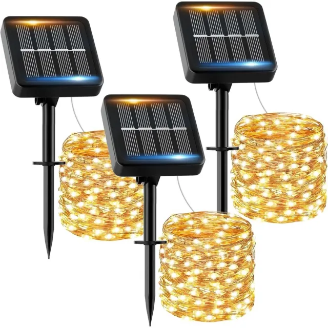 Tovbmup Buitenzonne-zwevende lampen - 3 x 12 meter - 100 LED's - Buiten - Weerbestendig - 8 standen - Waterdicht - Geschikt voor balkons, tuinen, patio's, schuttingen, campings, hekken en tuinen