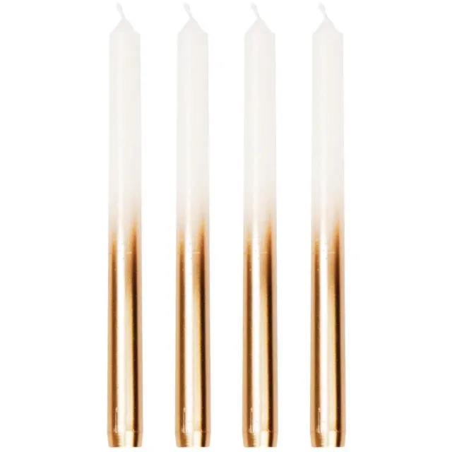 Housevitamin Kaarsen set-van-4 Dipdye wit goud 10x2,5x26cm