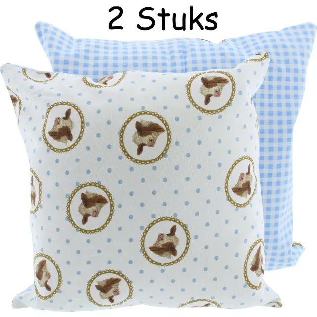 Jet By ter Steege Kussen - Happy Cow - roodbonte koeien - 100% Katoen - 40 x 40 cm - 2 stuks wit