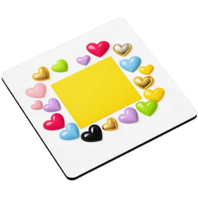 Mr Cadeautjes MDF magnetische fotolijst vierkant 9,5 - design Een speelse centrale kleurkaart met rondom vrolijke glanzend | cadeau Wit