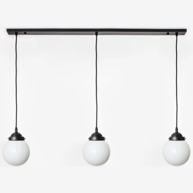 Coloured by Art 3 x Bol 15 lampen aan plafondbalk Moonlight - Art Deco Trade Wit