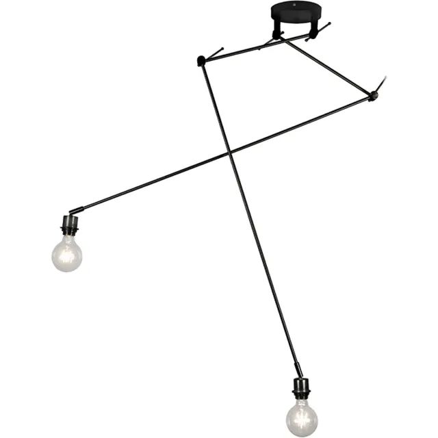 QAZQA blitz - Moderne Verstelbare hanglamp - 2 lichts - L 600 mm - Zwart - Woonkamer