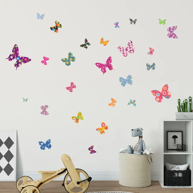 Ambiance Sticker Veelkleurige vlinder muurstickers (2 stuks) Multi color